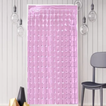Barvita kvadratnih dež zavese rojstni Božično dekoracijo poroke v ozadju stene dekoracijo svetlo kvadratnih dež zavese 0