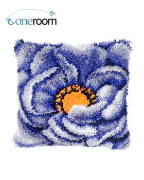 BZ359 Modri Cvet Kavljem Preprogo Kit Blazino DIY Nedokončane Crocheting Preja Mat Zapah Kavljem Preprogo Kit Nadstropje 0